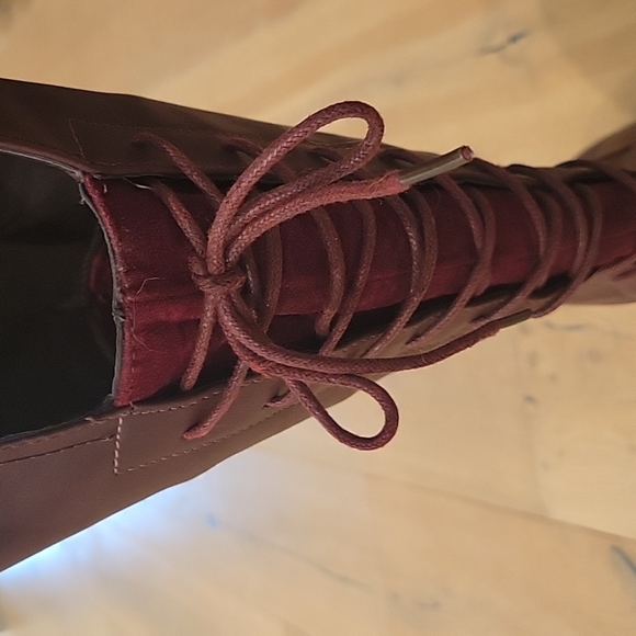 Bucco RIMALINE knee high Boots Lace up back burgundy maroon*Excellent! - Picture 8 of 14